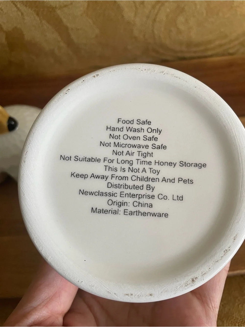 Bee Honey Pot Ceramic Jar with Wooden Dipper